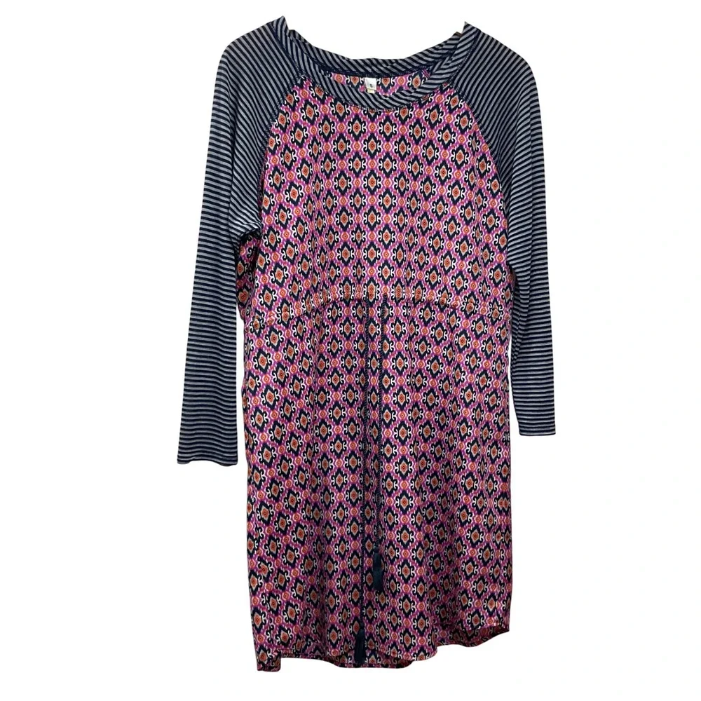 Uncle Frank Women Multicolor Pattern‎ Tassel Drawstring Dress Size S